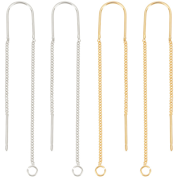 

PandaHall Beebeecraft 8Pcs 2 Colors Ear Threads 18K Gold & 925 Sterling Silver Plated String Earring Threader 60mm Pull Through Threaded...