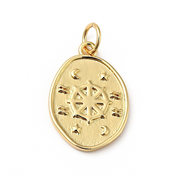 

PandaHall Rack Plating Brass Pendants, with Jump Ring, Cadmium Free & Nickel Free & Lead Free, Oval with Helm, Real 18K Gold Plated...