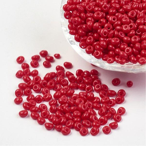 

PandaHall Opaque Glass Seed Beads, Fringe Drop Beads, Coral, 4~5x3mm, Hole: 1mm, about 862pcs/50g Glass Red