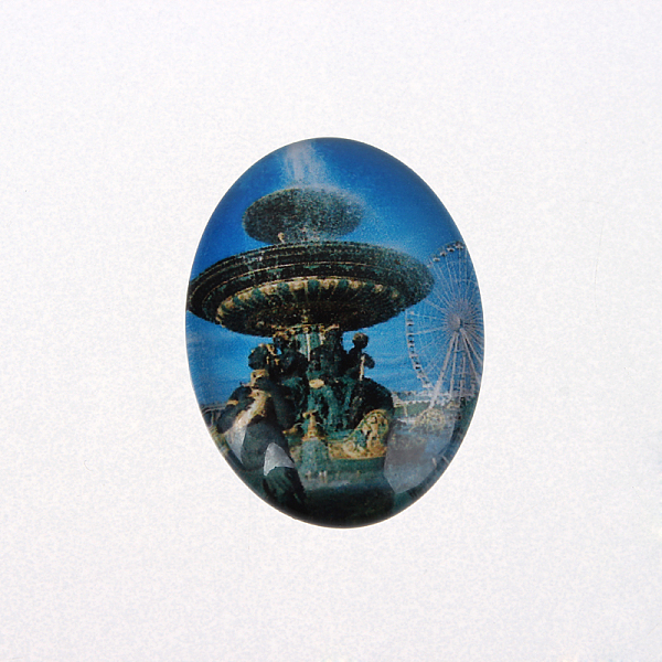 

PandaHall Photo Glass Oval Cabochons, European Style, Deep Sky Blue, 18x13x4mm Glass Oval Blue