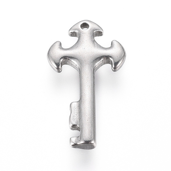 

PandaHall 304 Stainless Steel Pendants, Cross and Key, Stainless Steel Color, 18x10x2mm, Hole: 1mm 304 Stainless Steel Key