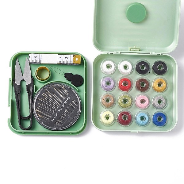 PandaHall Sewing Tool Sets, Including Polyester Thread, Tape Measure, Scissor, Sewing Needle Devices Threader, Thimbles, Needles, Magnetic...