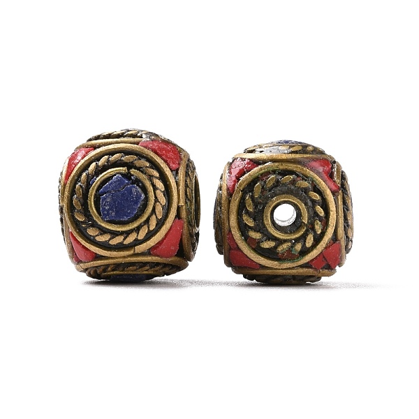 

PandaHall Handmade Tibetan Style Beads, with Brass Findings and Synthetic Turquoise, Square, Antique Golden, Mixed Color..., Multicolor