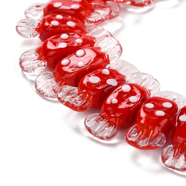 

PandaHall Handmade Lampwork Beads, Bumpy, Candy with Spot, Red, 26~29x9x7.5~8mm, Hole: 1mm Lampwork Candy Red