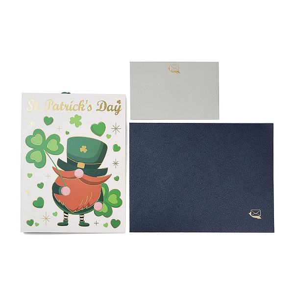

PandaHall Rectangle 3D Pop Up Paper Greeting Card, with Paper Card and Envelope, for Saint Patrick's Day, Lime Green, 200x150x4mm, Open...