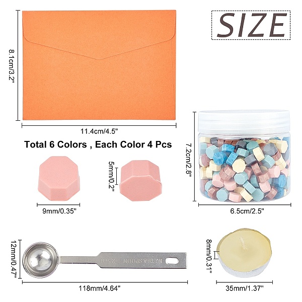 

PandaHall Sealing Wax Particles for Retro Seal Stamp, with Hemp String, Paper Envelopes, Satin Ribbon, Wax Seal Spoon, Candle, Plastic Beads..., Multicolor