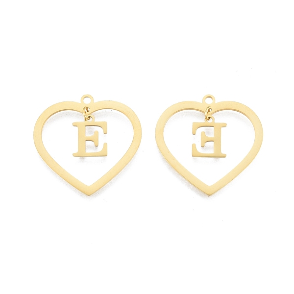 

PandaHall 201 Stainless Steel Pendants, Hollow, Heart with Letter A~Z, Real 18K Gold Plated, Letter.E, 29x29.5x1mm, Hole: 2mm, A~Z...