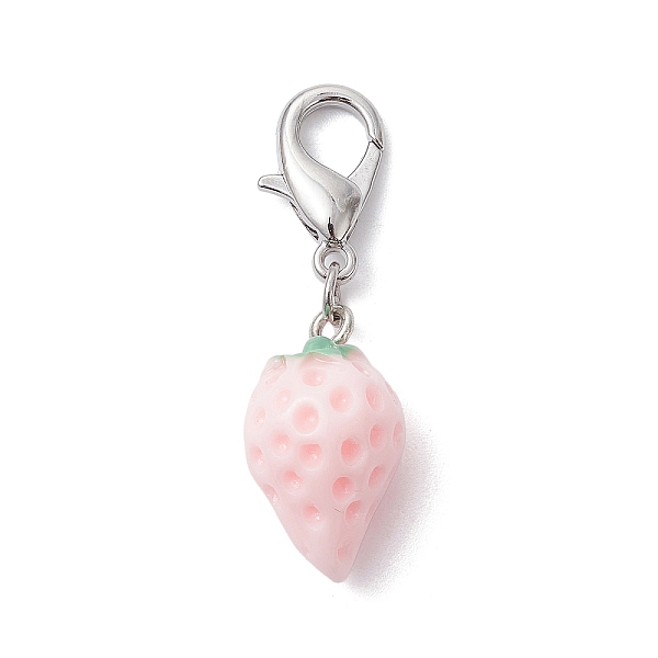 

PandaHall Opaque Resin Strawberry Pendant Decoration, with Alloy Lobster Claw Clasps, Pink, 39mm Resin Strawberry Pink