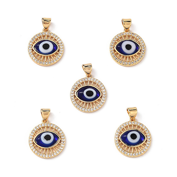 

PandaHall Lampwork Evil Eye Pendants with Clear Cubic Zirconia, Real 18K Gold Plated Brass Findings, Lead Free & Cadmium free, Blue...