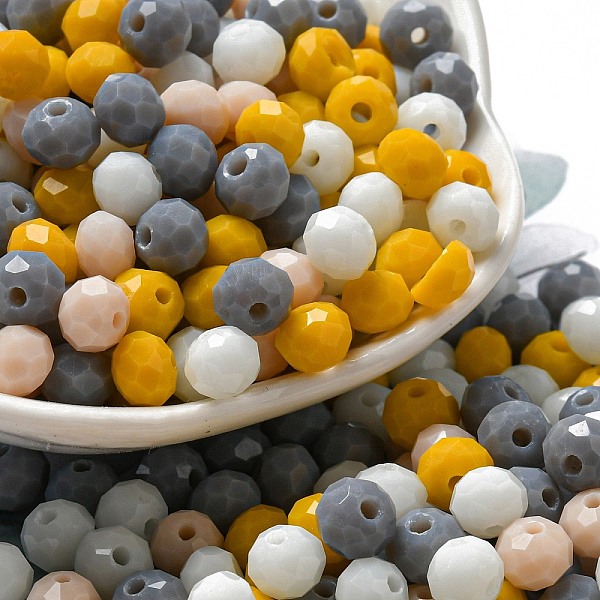 

PandaHall Glass Beads, Faceted, Rondelle, Yellow, 6x5mm, Hole: 1mm, about 2360pcs/500g Glass Rondelle Yellow