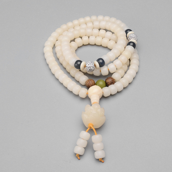

PandaHall 4-Loop Wrap Style Buddhist Jewelry, Wood Mala Bead Bracelets/Necklaces, Lemon Chiffon, 27-1/4 inch(70cm) Wood Yellow