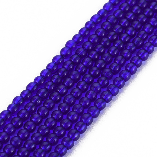 

PandaHall Glass Beads Strands, Round, Slate Blue, 2mm, Hole: 0.6mm, about 185~206pcs/strand, 14.37~14.76 inch(36.5~37.5cm) Glass Round