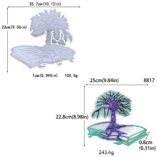 

PandaHall Tree of Life DIY Silicone Decoration Molds, Decoration Making, Resin Casting Molds, For UV Resin, Epoxy Resin Jewelry Making..., White