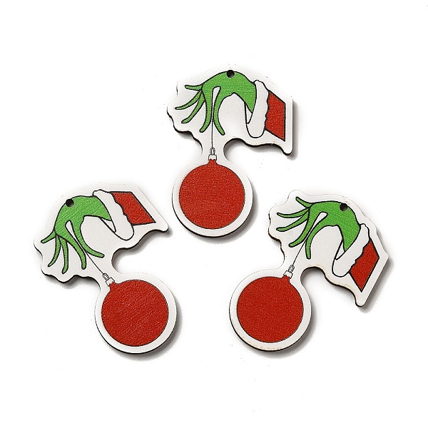 

PandaHall Ball Single Face Printed Wood Pendants, Christmas Charms, Others, 50x35.5x2.6mm, Hole: 2mm Wood Others