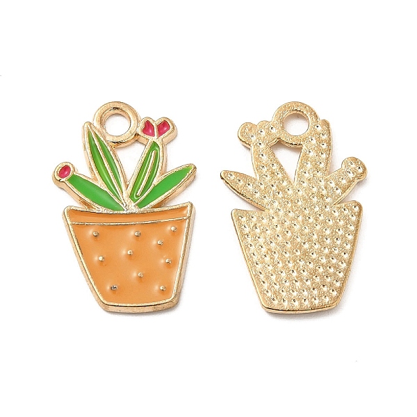 

PandaHall Alloy Enamel Pendants, Potted Plant Charm, Golden, Orange, 22x14.5x1.5mm, Hole: 2.5mm Alloy+Enamel Others Orange