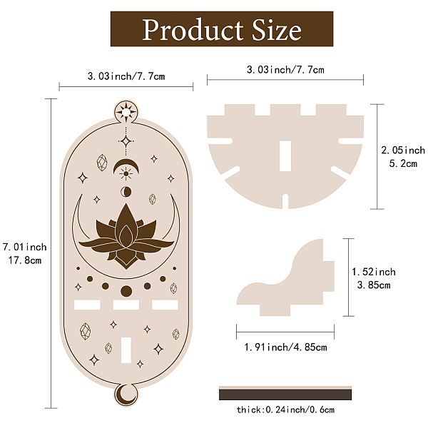 

PandaHall CREATCABIN DIY Poplar Wood Dowsing Pendulum Holders, Witch Hanging Crystal Holder, Oval, Lotus Pattern, 178x77x6mm Wood Oval..., Orange