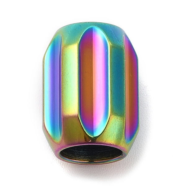 

PandaHall Ion Plating(IP) 304 Stainless Steel Glazed European Beads, Large Hole Beads, Grooved Beads, Column, Rainbow Color, 13x10mm, Hole...