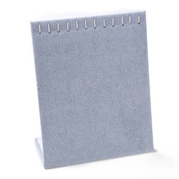 

PandaHall Wood Covered with Velvet Slant Back Necklaces Display Stands, Rectangle Jewelry Organizer Holder for Pendant Necklace Storage..., Gray