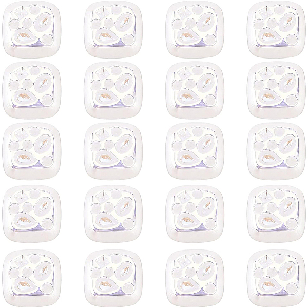 

PandaHall BENECREAT ABS Plastic Beads, Half Drilled, Textured, Square, White, 18x18x6mm, Hole: 1.4mm, 20pcs/box ABS Plastic Square White