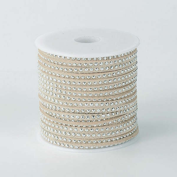 

PandaHall Rivet Faux Suede Cord, Faux Suede Lace, with Aluminum, Wheat, 3x2mm, about 20yards/roll Faux Suede+Rivet Orange