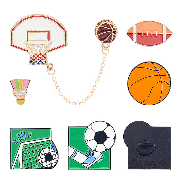 

PandaHall Unicraftale 6Pcs 6 Style Badminton & Basketball & Football Enamel Pins, Sports Theme Alloy Badges with Brass Pins for Backpack..., Multicolor
