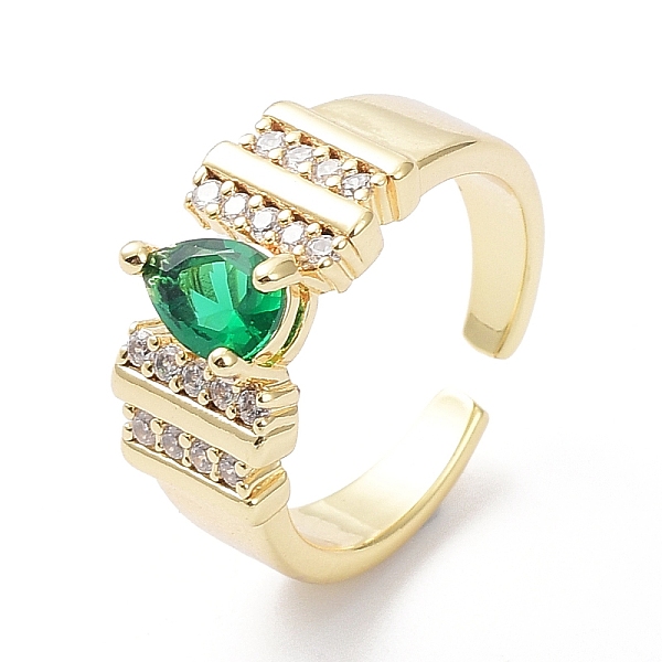 

PandaHall Cubic Zirconia Teardrop Open Cuff Ring, Real 18K Gold Plated Brass Jewelry for Women, Green, Inner Diameter: 16.8mm Brass+Cubic...