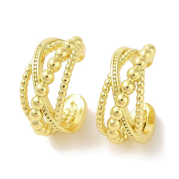 

PandaHall Brass Cuff Earrings for Women, Real 18K Gold Plated, 13x7mm Brass