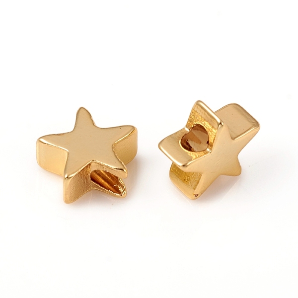 

PandaHall Brass Beads, Star, Long-Lasting Plated, Golden, 8x8x3.5mm, Hole: 1.5mm Brass Star
