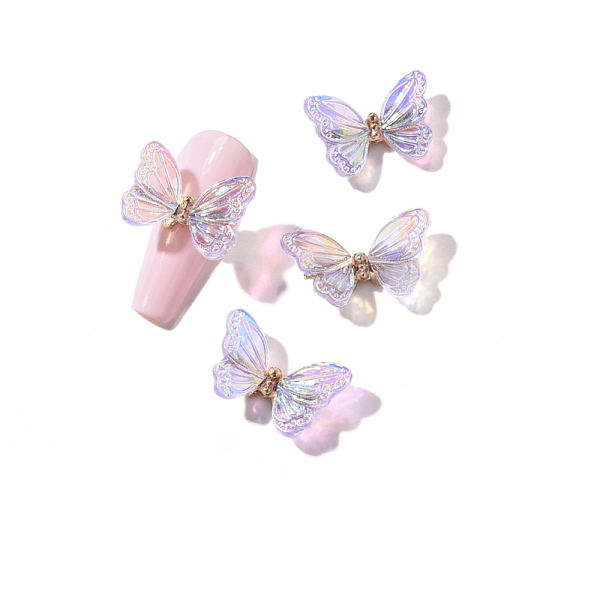 

PandaHall 3D Electroplated Resin Cabochons, with Golden Plated Alloy Finding, Nail Art Decoration Accessories, Butterfly, Lilac, 13x22mm..., Purple
