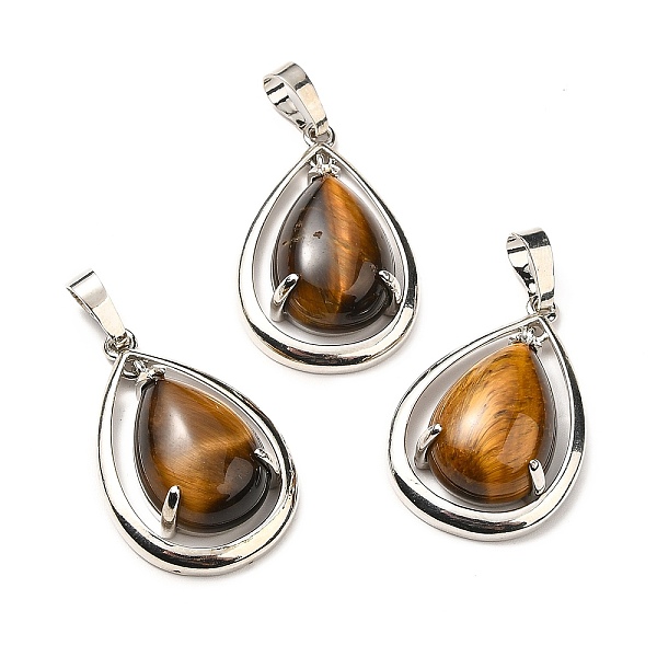 

PandaHall Natural Tiger Eye Pendants, Teardorp Charms, with Rack Plating Platinum Tone Brass Findings, Cadmium Free & Lead Free, 30.5x20x8mm...