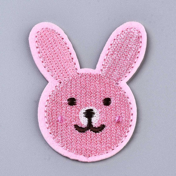 

PandaHall Rabbit Appliques, Computerized Embroidery Cloth Iron on/Sew on Patches, Costume Accessories, Pink, 59.5x47x1mm Cloth Rabbit Pink