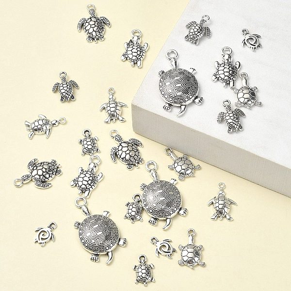 

PandaHall 24Pcs 8 Styles Tibetan Style Alloy Sea Turtle Pendants, Antique Silver, 13~34.5x9~18.5x1.5~5mm, Hole: 1.2~2.5mm, 3pcs/style Alloy...