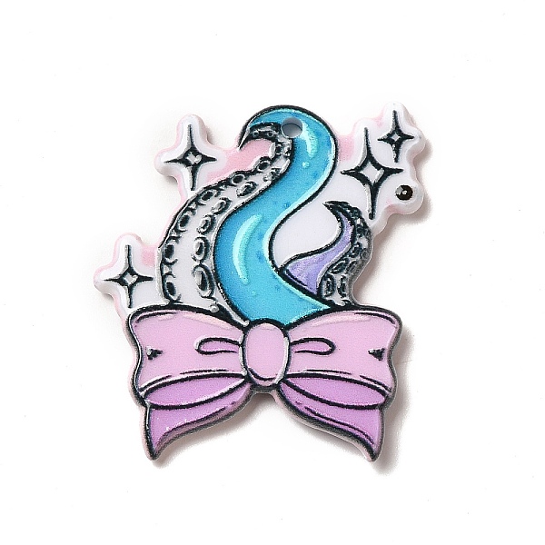 

PandaHall Printed Acrylic Pendants, Octopus Theme Charm, Bowknot Pattern, 31.5x28x2.5mm, Hole: 1.6mm Acrylic Bowknot