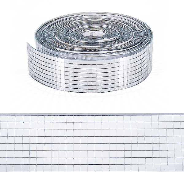 

PandaHall Self Adhesive Glass Cabochons Rolls, Square Mirror Mosaic Tiles, for Home Decoration or DIY Crafts, Silver, 40x1mm, 10m/roll Glass...