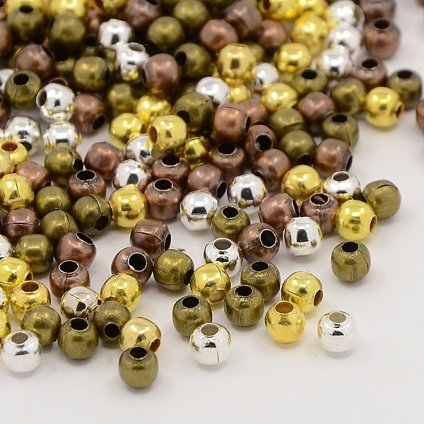 

PandaHall Mixed Iron Round Spacer Beads, 4mm, Hole: 1.5mm, about 2000pcs/200g Iron Round