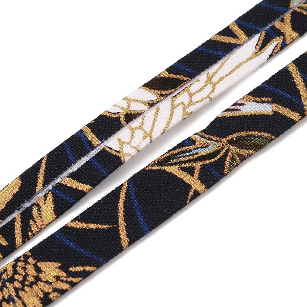 

PandaHall Polyester Ribbons, Garment Accessories, Black, Leaf Pattern, 3/8 inch(10.5mm), 5 Yards/roll. Polyester Leaf Black