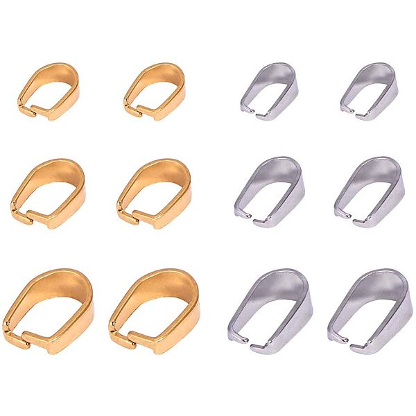 

PandaHall 120pcs 6 Sizes Silver & Golden 304 Stainless Steel Snap On Bails Pendant Bails Connectors for DIY Jewelry Dangle Beads Charms...