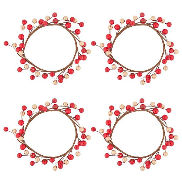 

PandaHall Plastic Artificial Berry Candle Ring, Centerpiece Wreath Candle Holder for Christmas, Valentine's Day, Winner Wedding, Red...