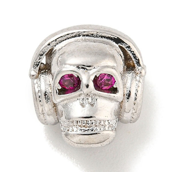 

PandaHall Brass Micro Pave Camellia Cubic Zirconia Beads, Skull, Platinum, 13x11.5x7mm, Hole: 2.5mm Brass+Cubic Zirconia Skull Pink