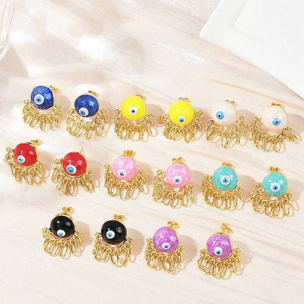 真鍮エナメルのイーブルアイダングルスタッドピアス