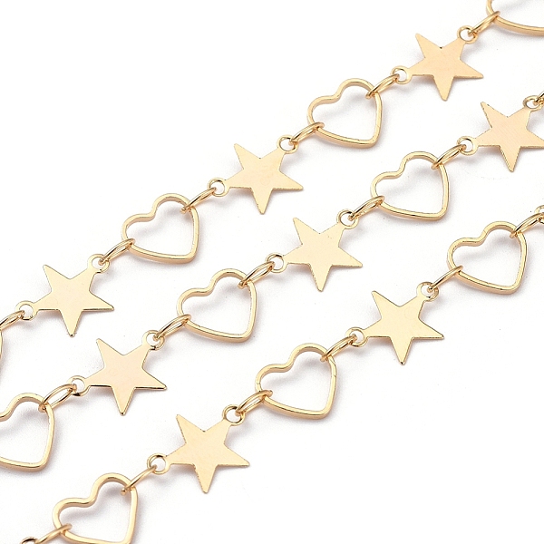 

PandaHall Handmade Brass Beaded Chains, Soldered, with Spool, Heart and Star, Real 18K Gold Plated, 6x7.5x1mm, about 82.02 Feet(25m)/roll...