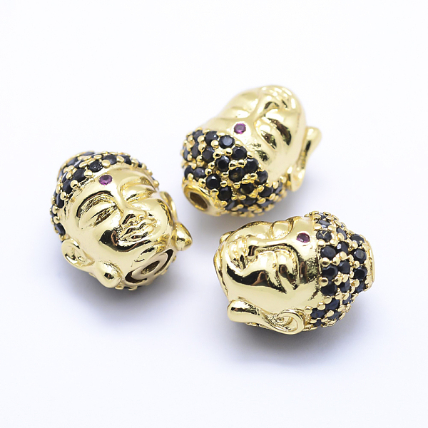 

PandaHall Brass Micro Pave Cubic Zirconia Beads, Buddha, Golden, 13x11x10mm, Hole: 2mm Brass+Cubic Zirconia Human