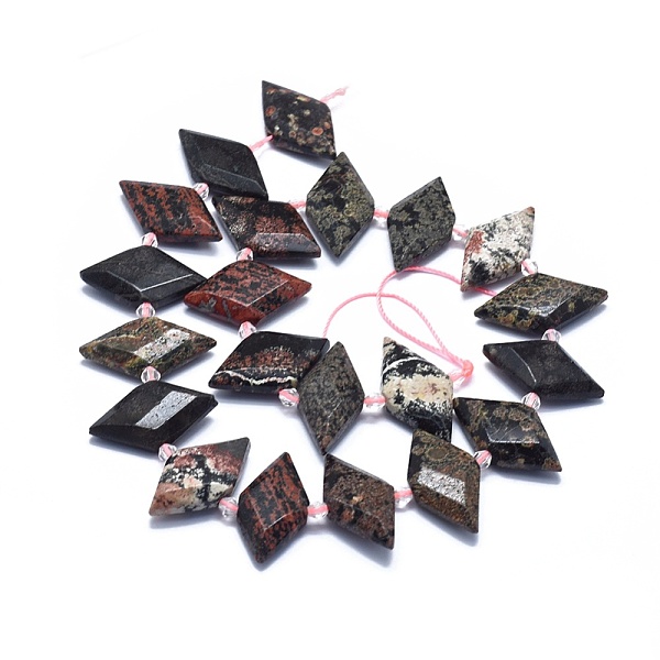 

PandaHall Natural Snowflake Obsidian Bead Strands, Faceted, Rhombus, 21~32x10~18x5~7mm, Hole: 0.6~0.8mm, about 20~25pcs/strand, 15 inch~15.7...
