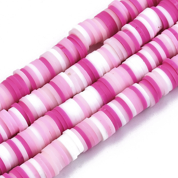 

PandaHall Handmade Polymer Clay Beads Strands, for DIY Jewelry Crafts Supplies, Heishi Beads, Disc/Flat Round, Hot Pink, 6x0.5~1mm, Hole...