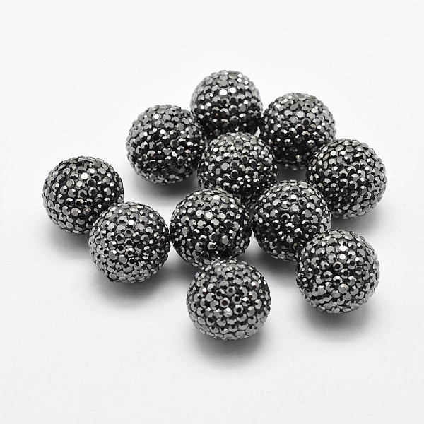 

PandaHall Handmade Polymer Clay Rhinestone Beads, Round, Hematite, 14mm, Hole: 1.5mm Polymer Clay+Glass Rhinestone Round Black