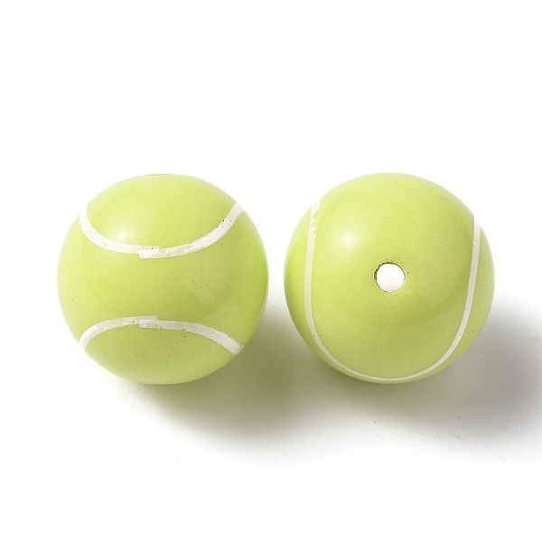 

PandaHall Sport Theme Opaque Resin Beads, Tennis, Yellow Green, 18mm, Hole: 2.4mm Resin Round