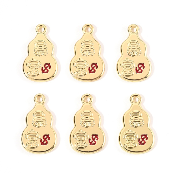 

PandaHall Alloy Enamel Pendants, Gourd with Chinese Character & Dollar Mark, Golden, 1.9x1.1x0.15cm, Hole: 1.6mm Alloy+Enamel Others Red