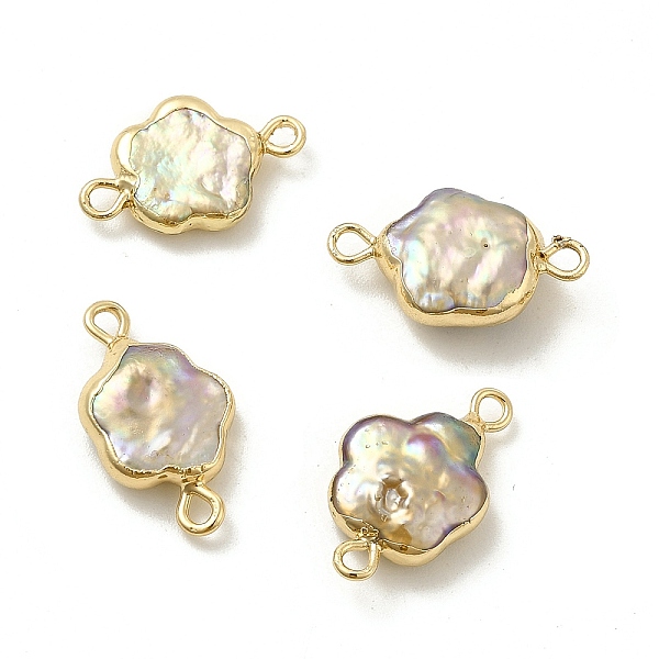 

PandaHall Baroque Natural Keshi Pearl Connector Charms, Flower Links, with Brass Double Loops, Light Gold, 19~20x11~12x3~6mm, Hole: 1.6mm...