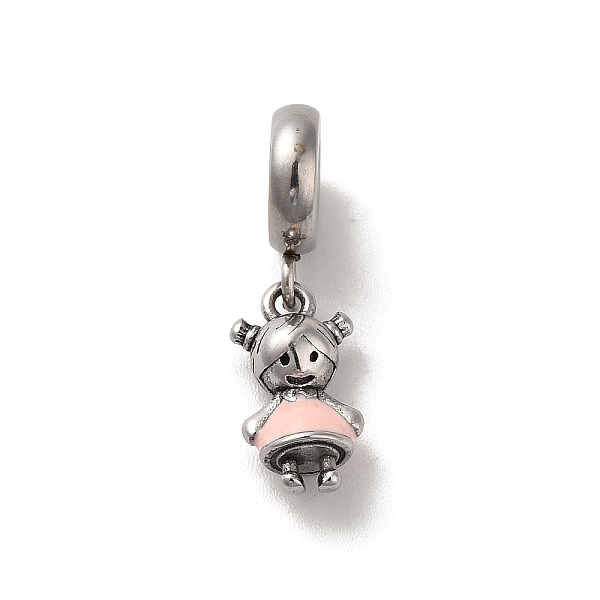

PandaHall 304 Stainless Steel Enamel European Dangle Charms, Large Hole Pendants, Girl, Antique Silver, Pink, 23mm, Pendant: 14x7.5x5mm...