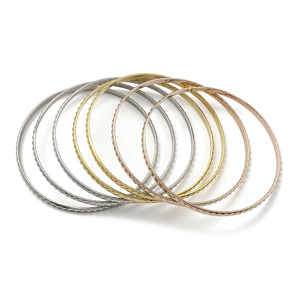 

PandaHall 7Pcs 3 Colors Vacuum Plating 202 Stainless Steel Bangle Sets, Stackable Textured Bangles for Women, Mixed Color, Inner Diameter...